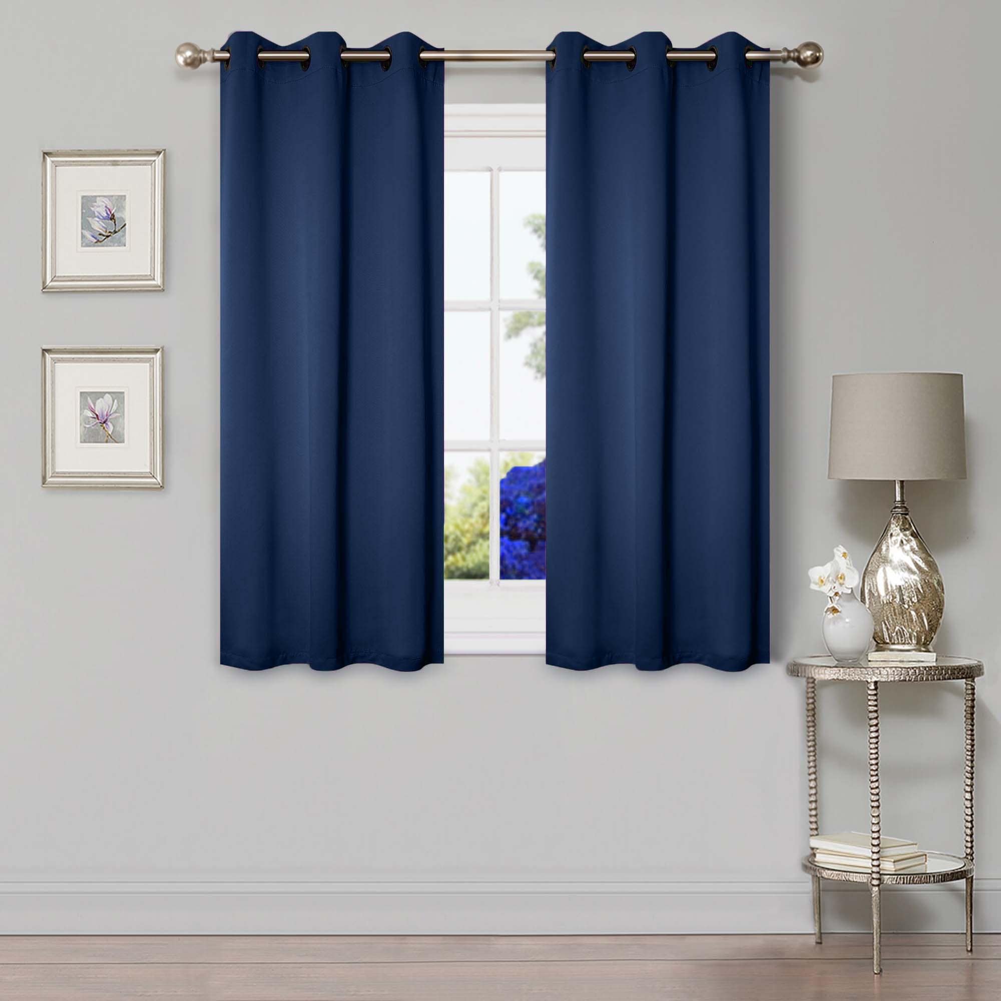 Superior Modern Solid Washable Room Darkening Blackout Curtains, Set of 2 Panels