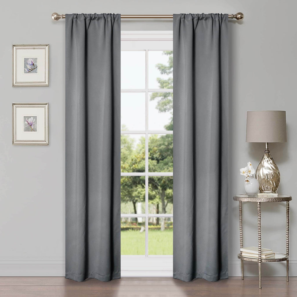 Superior Modern Solid Washable Room Darkening Blackout Curtains, Set of 2 Panels