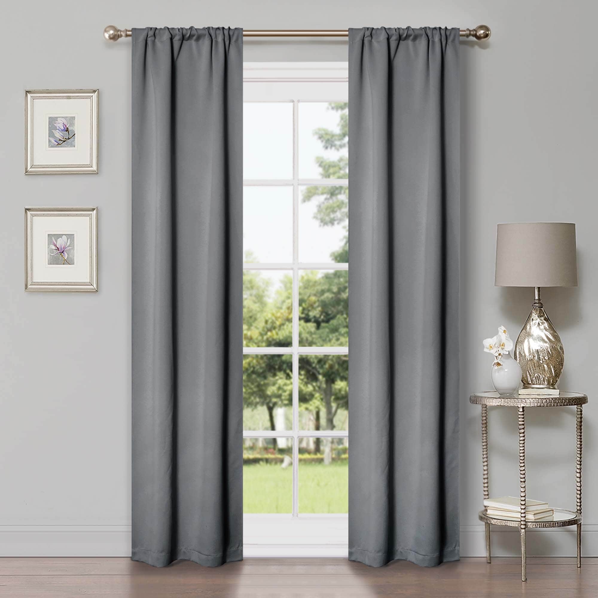 Superior Modern Solid Washable Room Darkening Blackout Curtains, Set of 2 Panels