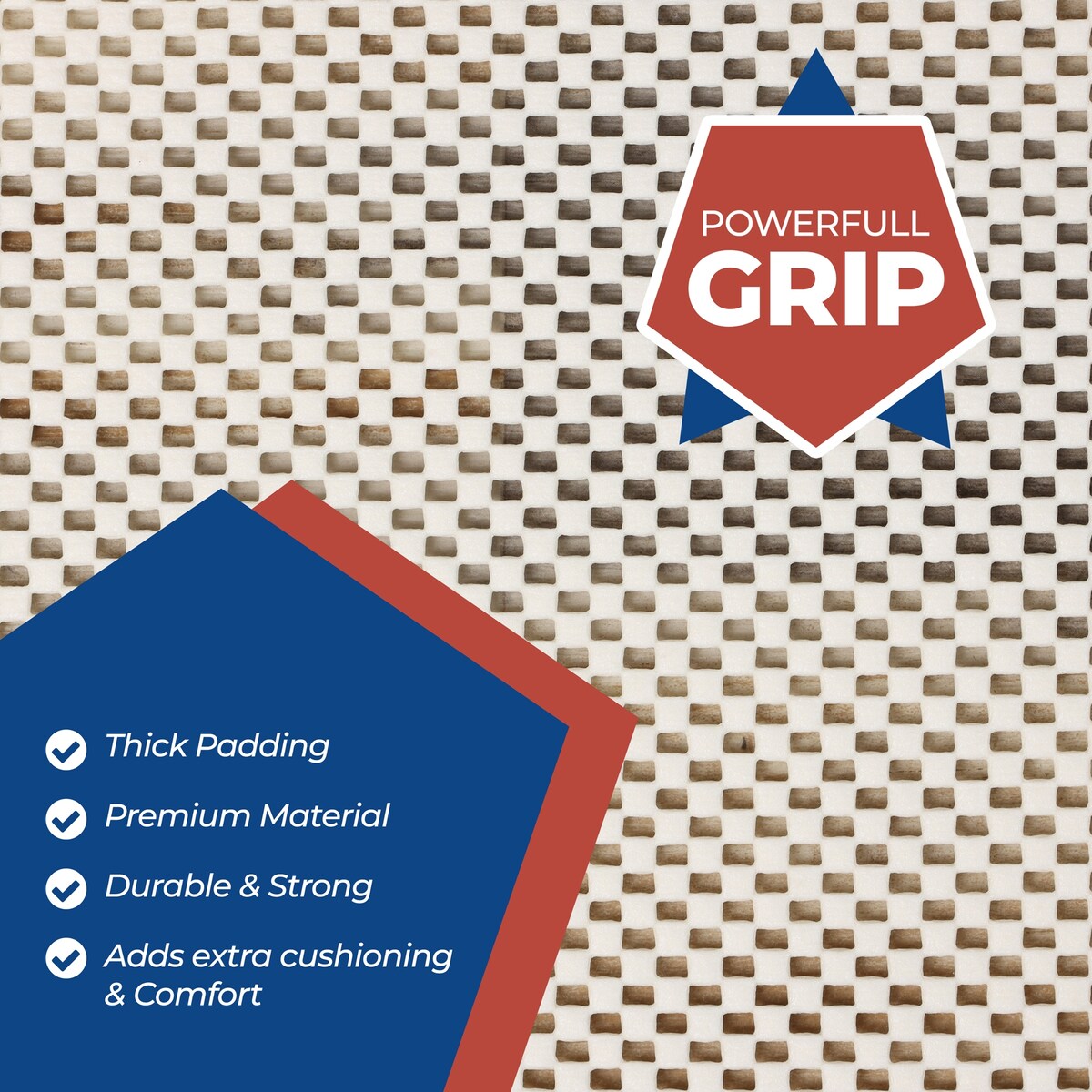 Superior Rio Reversible Non-Slip Grip Foam Mesh Indoor Area Rug Pad - Cream