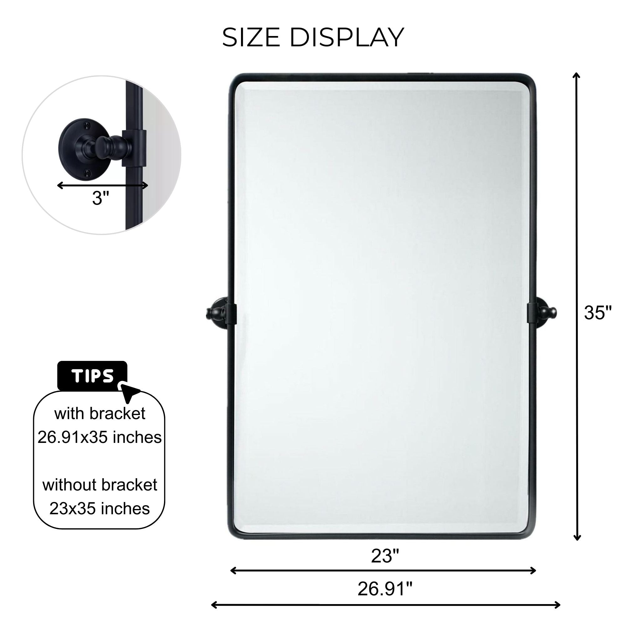 TEHOME Woodvale Rectangle Vertical Metal Wall Mirrors