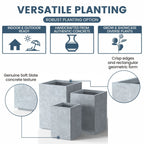 Tall Concrete Rectangle Plant Boxes / Large Indoor and Outdoor Flower Planters