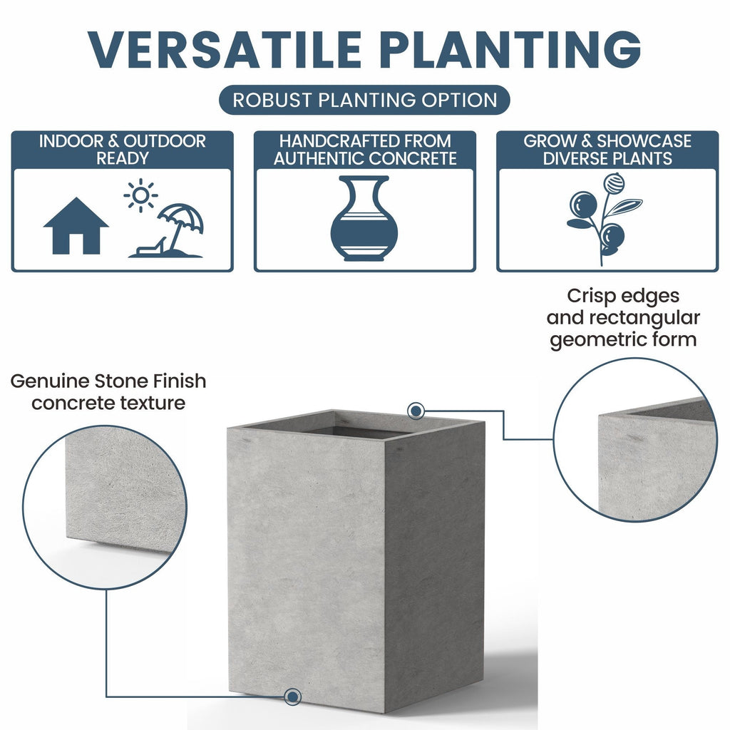 Tall Concrete Rectangle Plant Boxes / Large Indoor and Outdoor Flower Planters