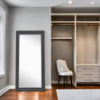 Tall Mirror Full Body Oversized Mirror Smooth Faux Wood Frame Rectangle Wall Mounted Hanging Mirror