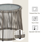 3 Piece Outdoor Wicker Conversation Bistro Set, All-Weather Rattan Furniture Patio Chairs Set with Cushions