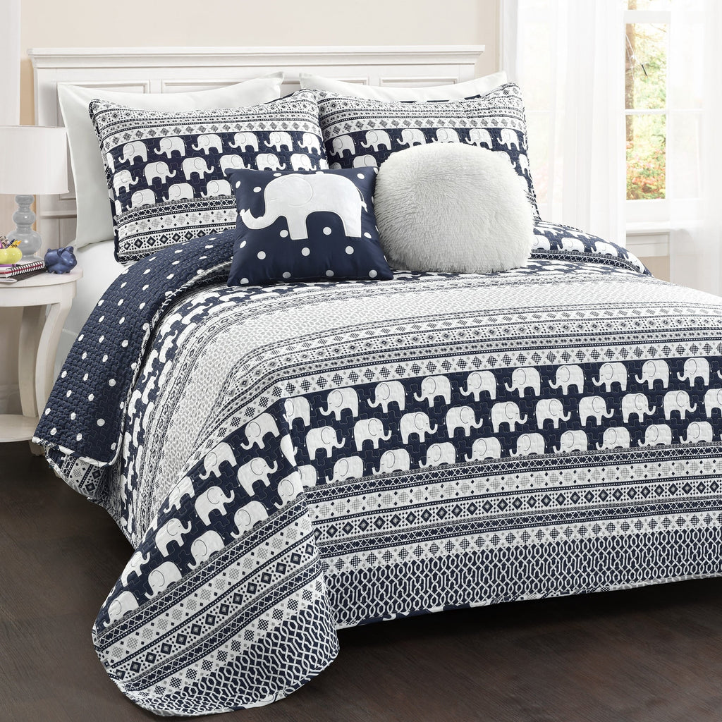 Taylor & Olive Ever-Tru Elephant Stripe 5-piece Quilt Set