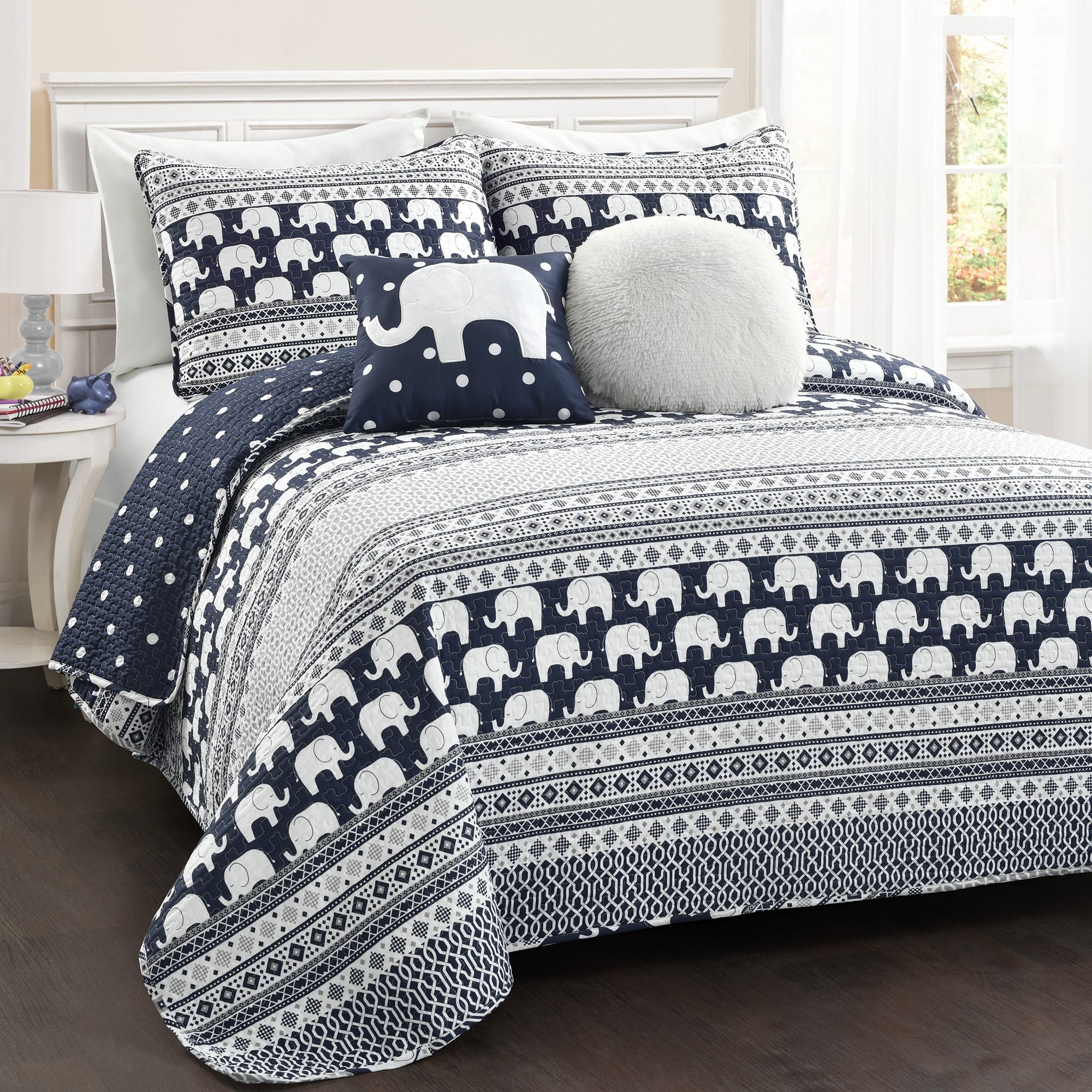 Taylor & Olive Ever-Tru Elephant Stripe 5-piece Quilt Set