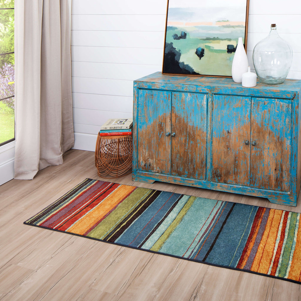 The Curated Nomad Sultan Multicolor Striped Boho Area Rug