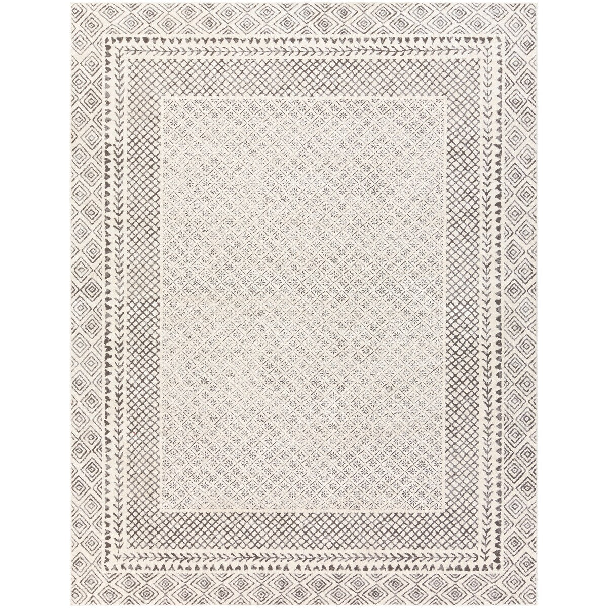 Livabliss Tiffany Grey Bohemian Border Area Rug