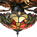 Tiffany Style Stained Glass Halston Ceiling Fan - Spice - 52L x 52W x 19H - 52L x 52W x 19H