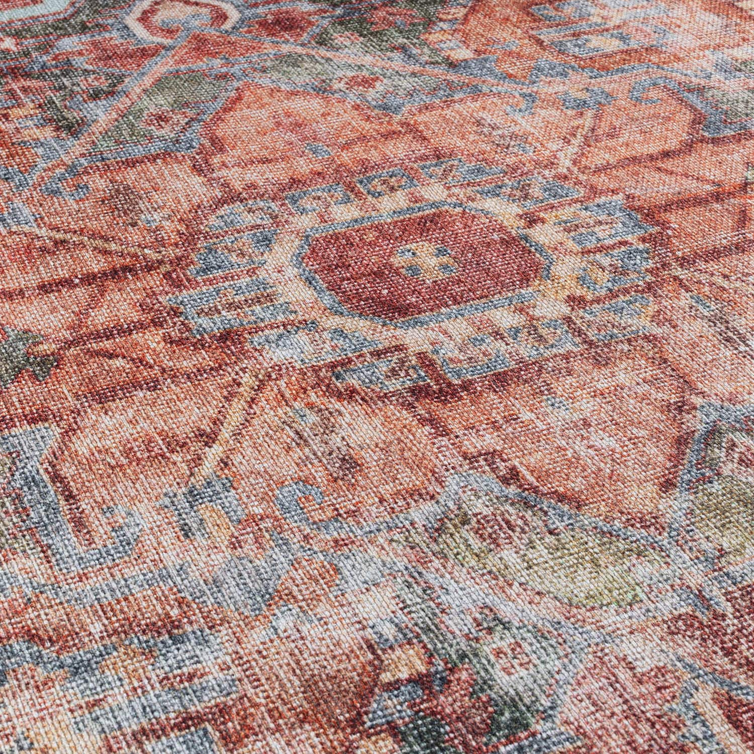 Traditional Distressed Machine Washable Area Rug