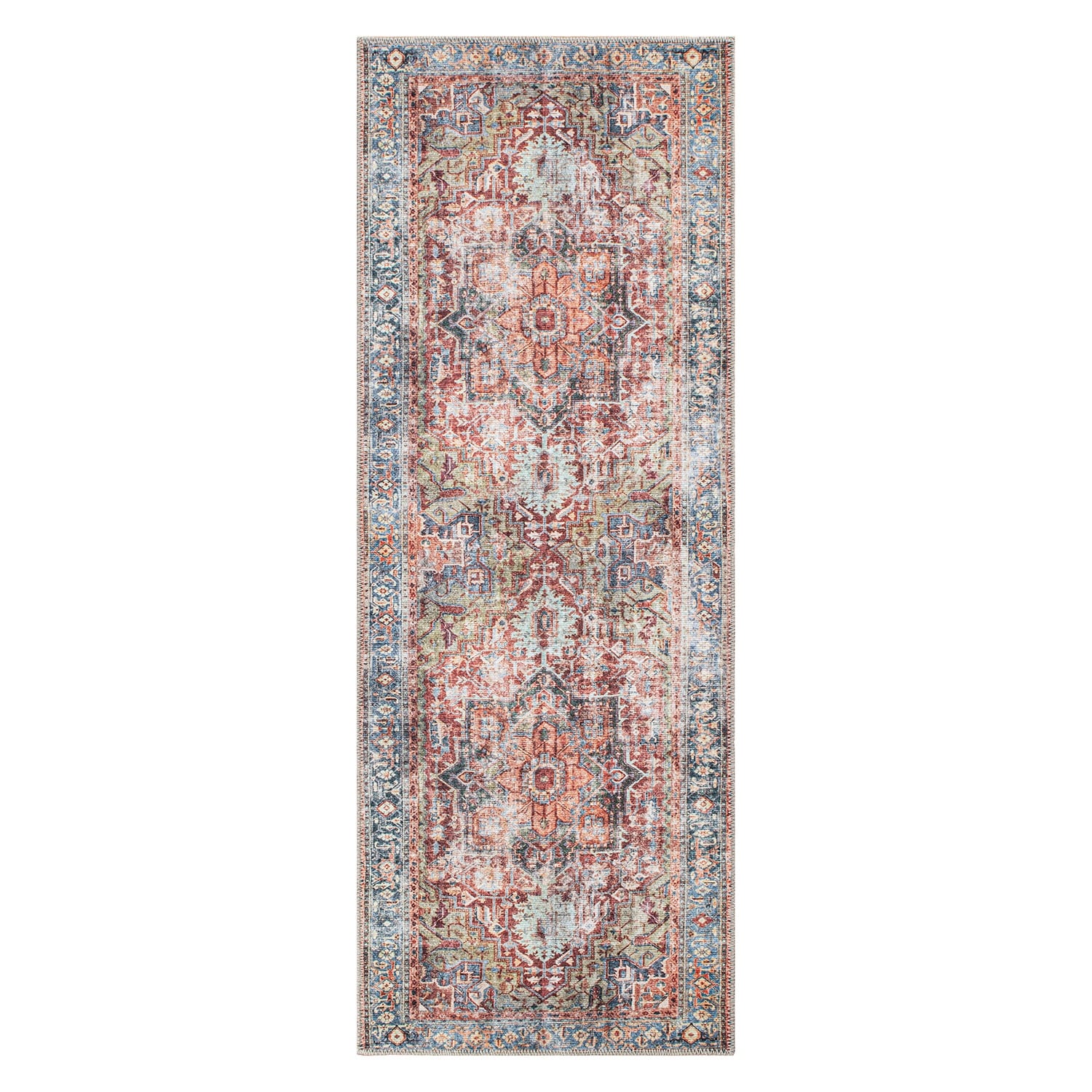 Traditional Distressed Machine Washable Area Rug