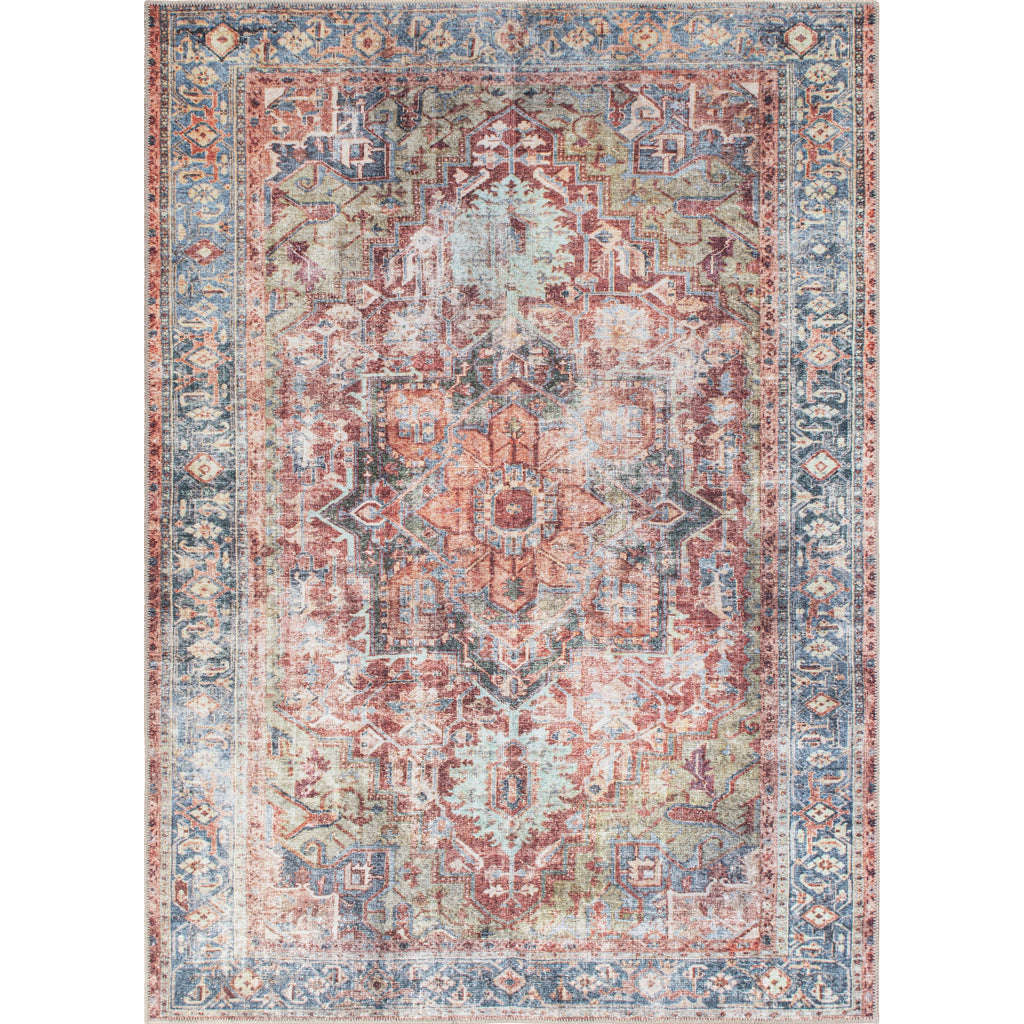 Traditional Distressed Machine Washable Area Rug