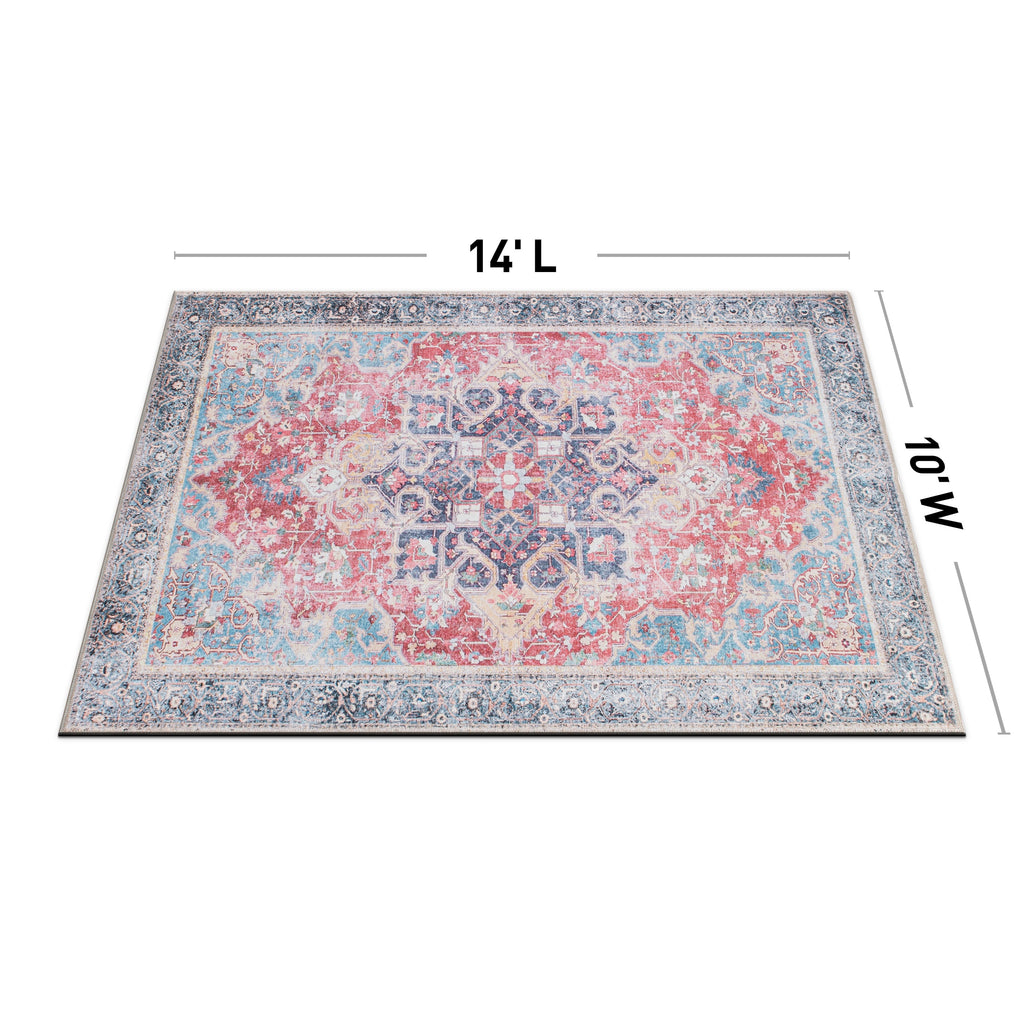 Traditional Distressed Vintage Machine Washbale Multi Area Rug