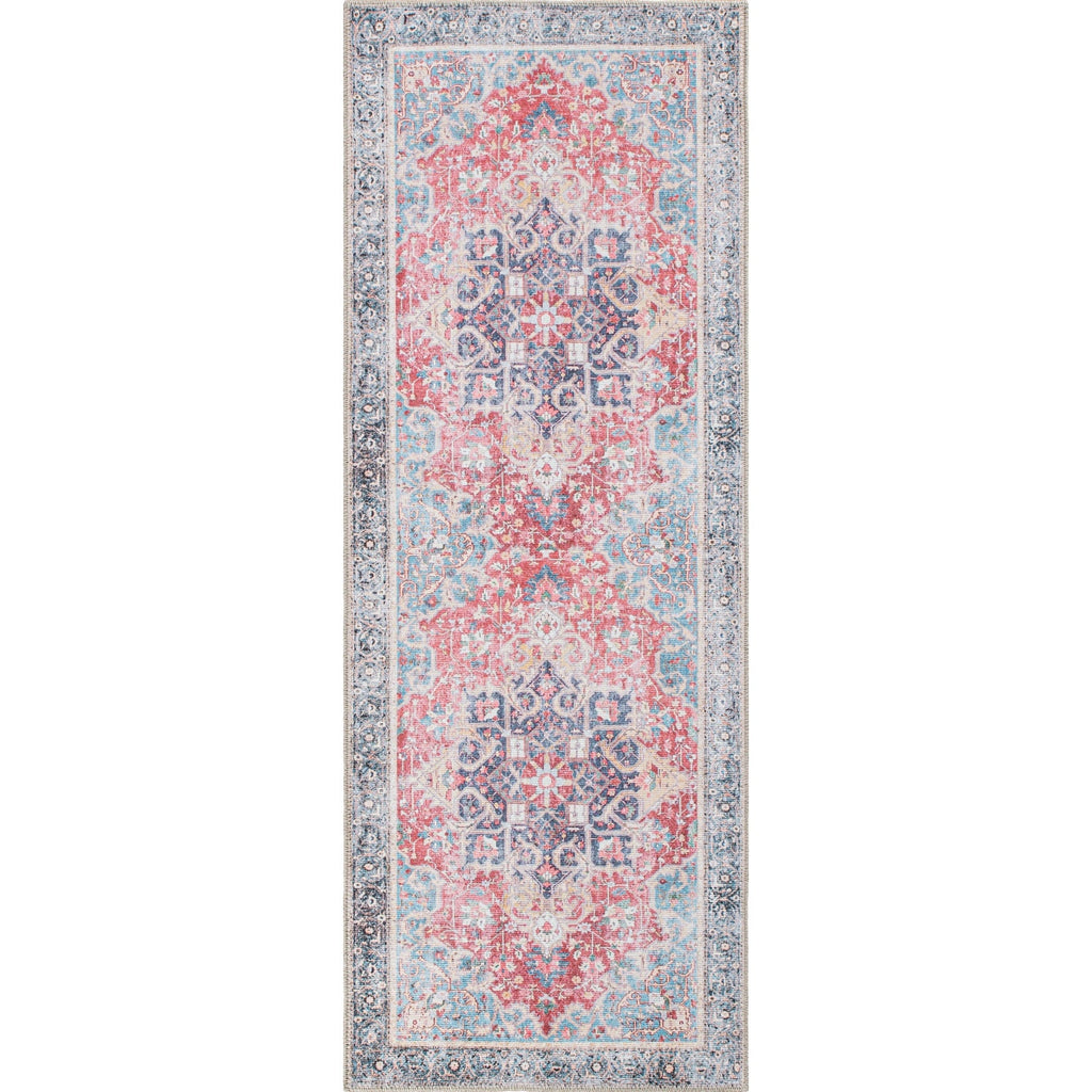 Traditional Distressed Vintage Machine Washbale Multi Area Rug