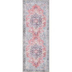 Traditional Distressed Vintage Machine Washbale Multi Area Rug