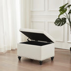 Tufted Storage Ottoman Bench, Rectangular Footstool