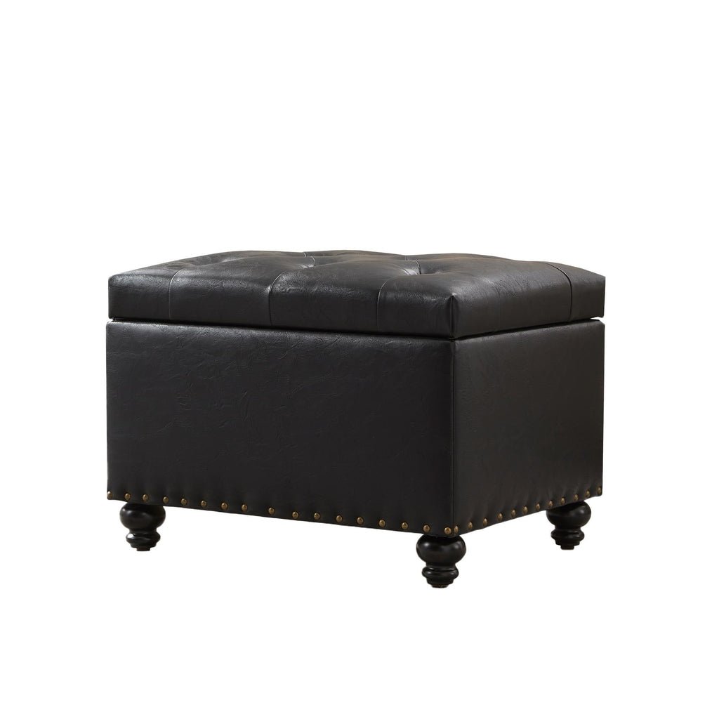Tufted Storage Ottoman Bench, Rectangular Footstool