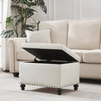 Tufted Storage Ottoman Bench, Rectangular Footstool
