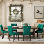 Upholstered Tufted Velvet Dining Chair with Solid Wood Legs Set of 6