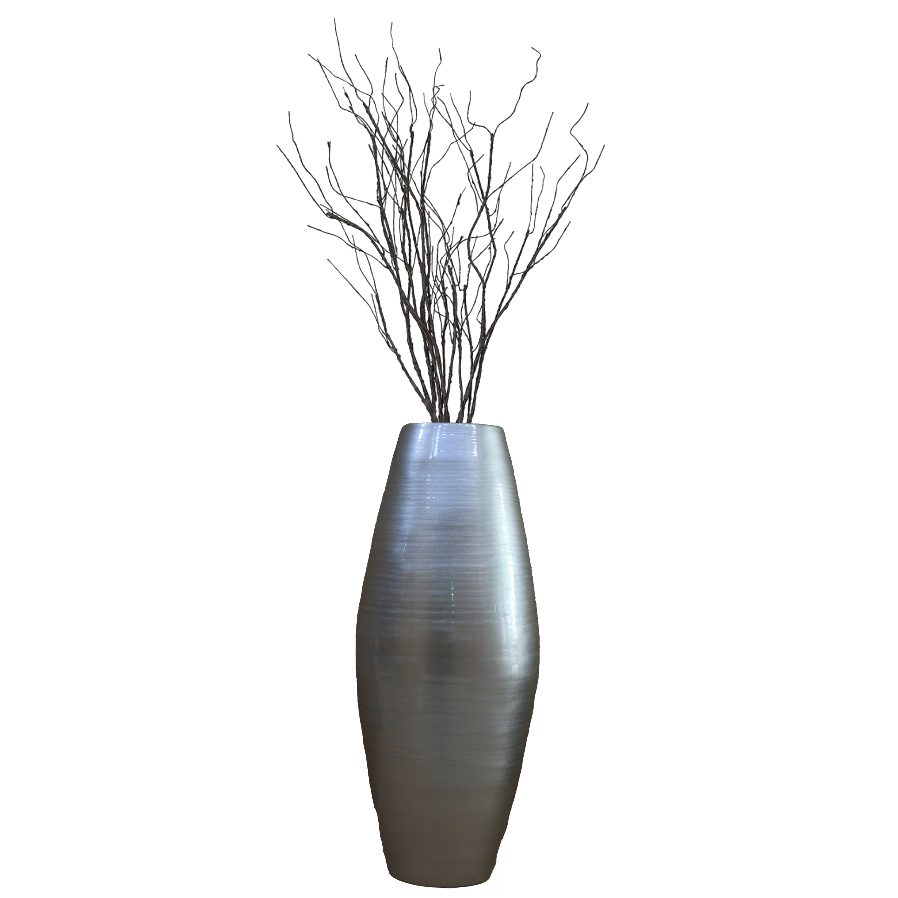 Uniquewise Tall Cylinder Bamboo Floor Vase Decorative Accent for Hotel Lobbies and Spa, Perfect Decor for Living Room or Hallway