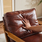 Upholstered Linen Blend Accent Chair with Wooden Legs and One Pillow Beige