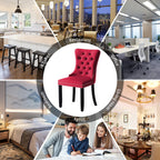 Upholstered Tufted Velvet Dining Chair with Solid Wood Legs Set of 6