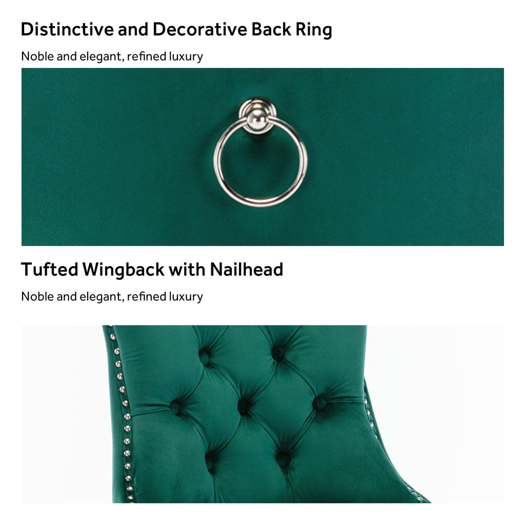 Upholstered Tufted Velvet Dining Chair with Solid Wood Legs Set of 6