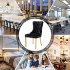 Upholstered Tufted Velvet Dining Chair with Solid Wood Legs Set of 6