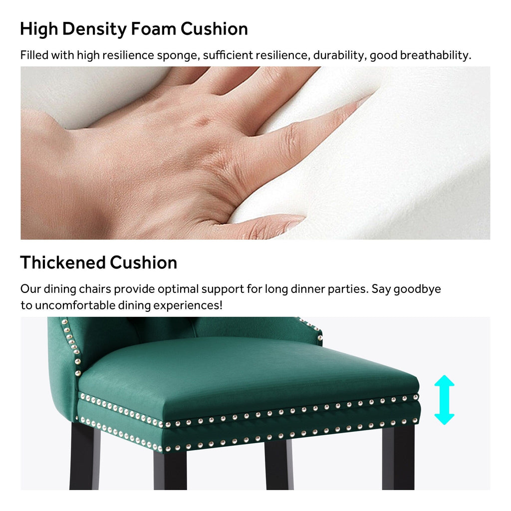 Upholstered Tufted Velvet Dining Chair with Solid Wood Legs Set of 6