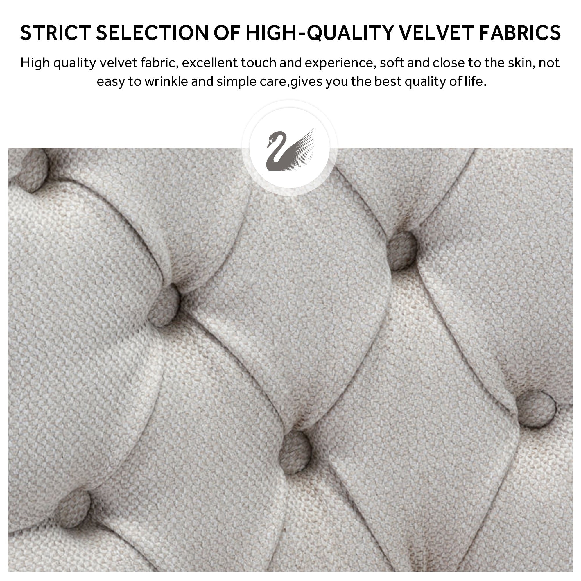 Upholstered Tufted Velvet Dining Chair with Solid Wood Legs Set of 6