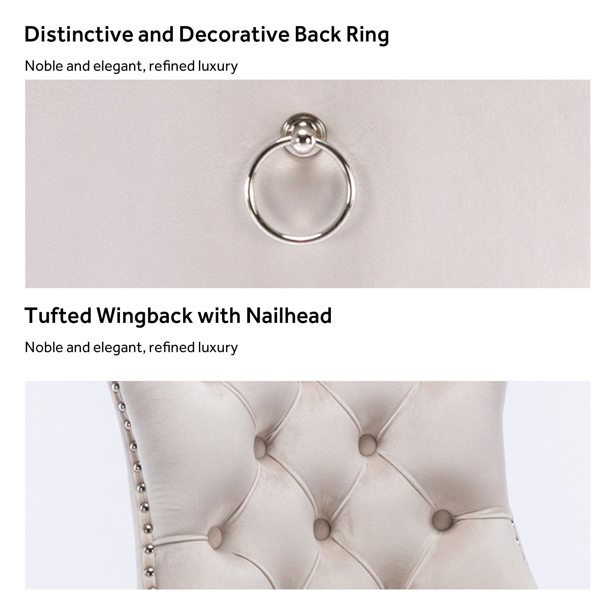 Upholstered Tufted Velvet Dining Chair with Solid Wood Legs Set of 6