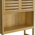 VEIKOUS Bamboo Over The Toilet Storage Cabinet Cupboard Bathroom Organizer with Adjustable Shelf and Double Doors