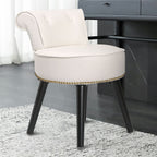 VEIKOUS Makeup Vanity Stool Chair with Low Back and Wood Legs-17.3 x 15.7 x 25.1