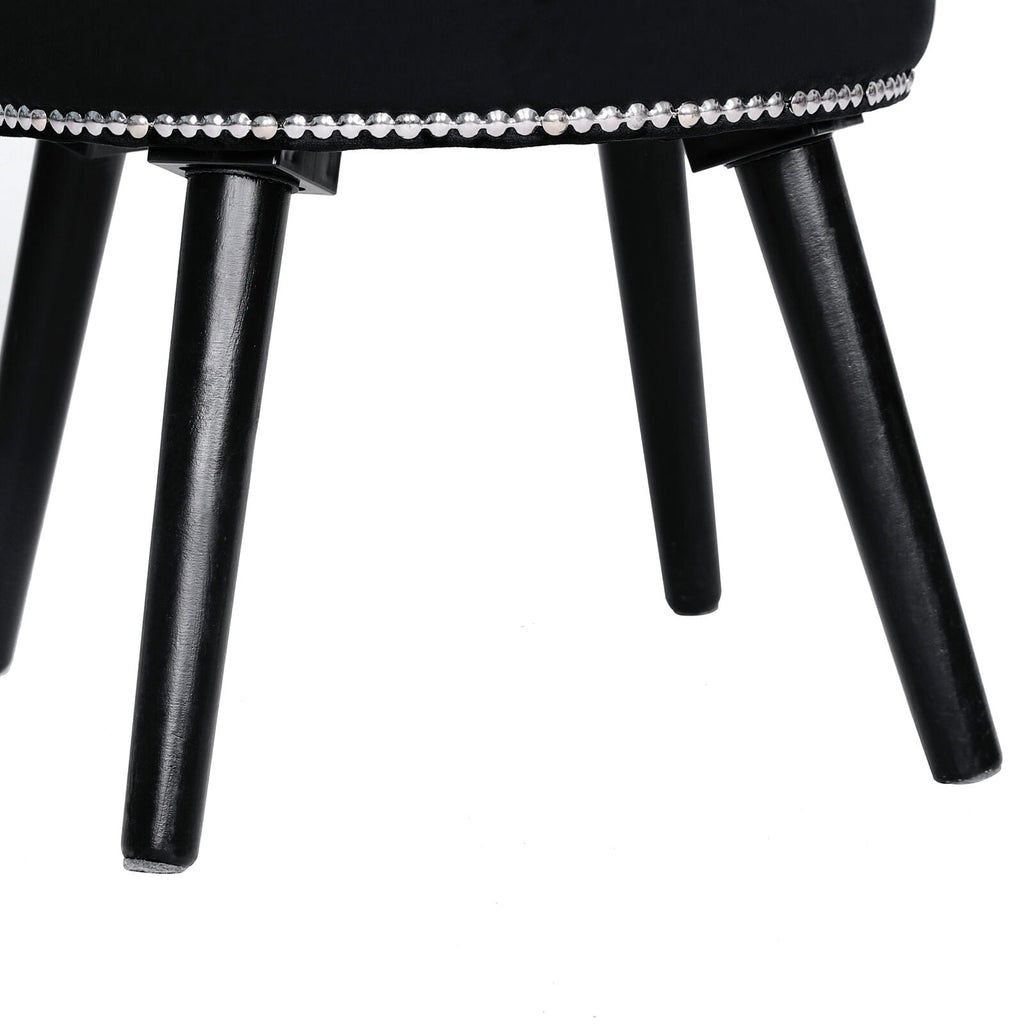 VEIKOUS Makeup Vanity Stool Chair with Low Back and Wood Legs-17.3 x 15.7 x 25.1