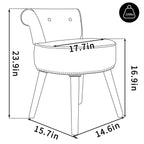 VEIKOUS Makeup Vanity Stool Chair with Low Back and Wood Legs-17.3 x 15.7 x 25.1