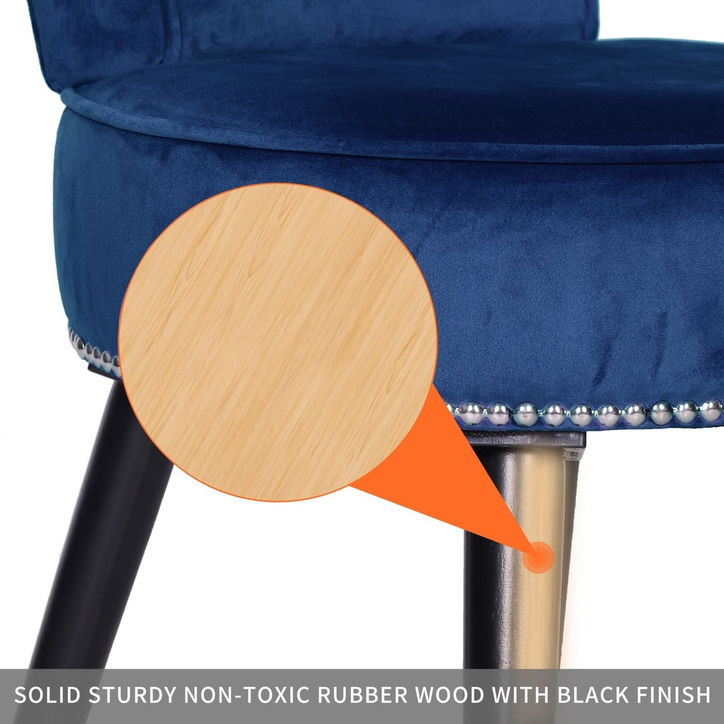 VEIKOUS Makeup Vanity Stool Chair with Low Back and Wood Legs-17.3 x 15.7 x 25.1