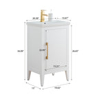 Vanity Art 20 or 24 or 30 Single Sink Bathroom Vanity Cabinet with Ceramic Top
