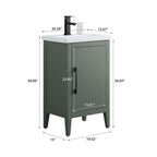 Vanity Art 20 or 24 or 30 Single Sink Bathroom Vanity Cabinet with Ceramic Top
