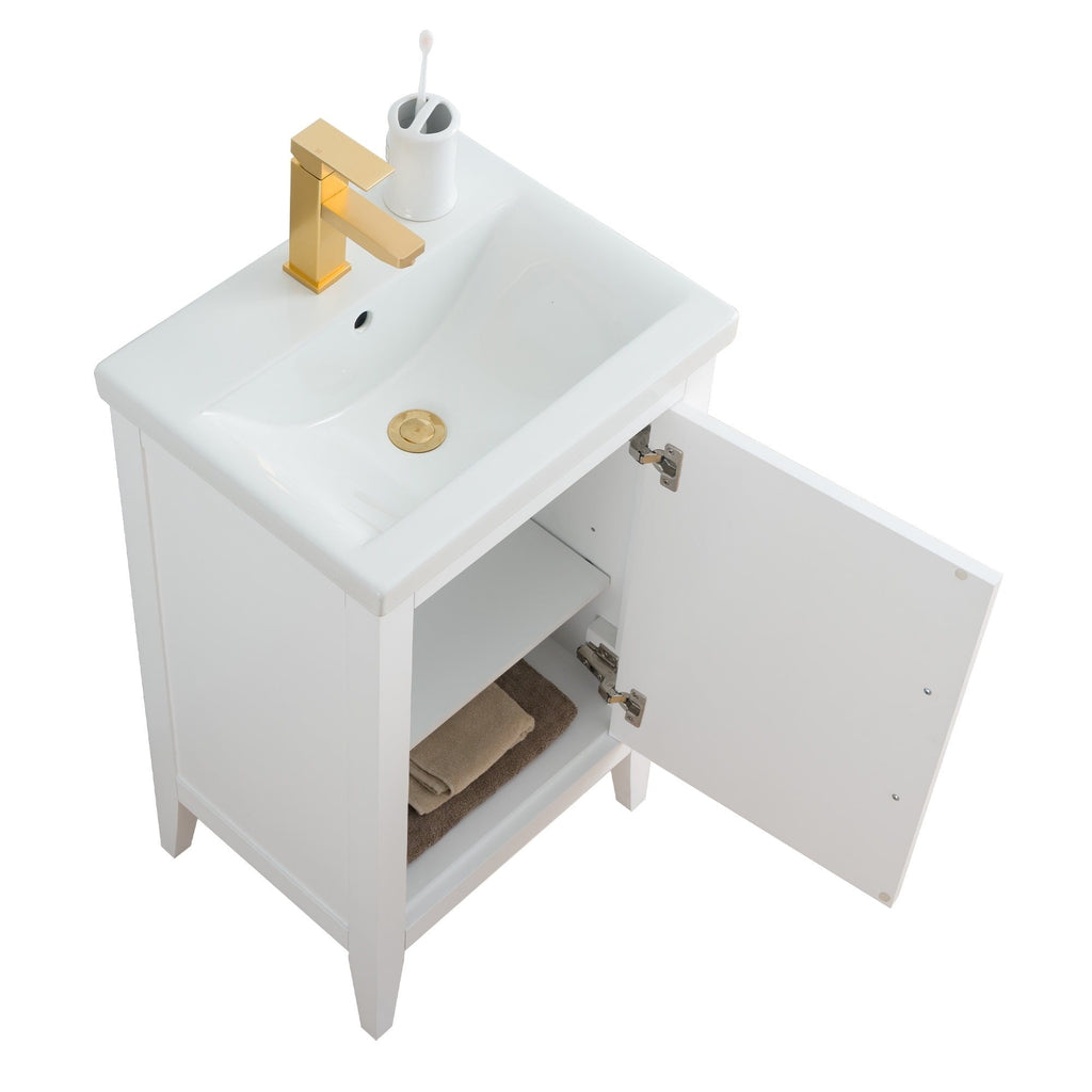 Vanity Art 20 or 24 or 30 Single Sink Bathroom Vanity Cabinet with Ceramic Top
