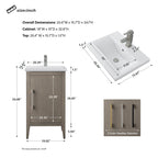 Vanity Art 20 or 24 or 30 Single Sink Bathroom Vanity Cabinet with Ceramic Top