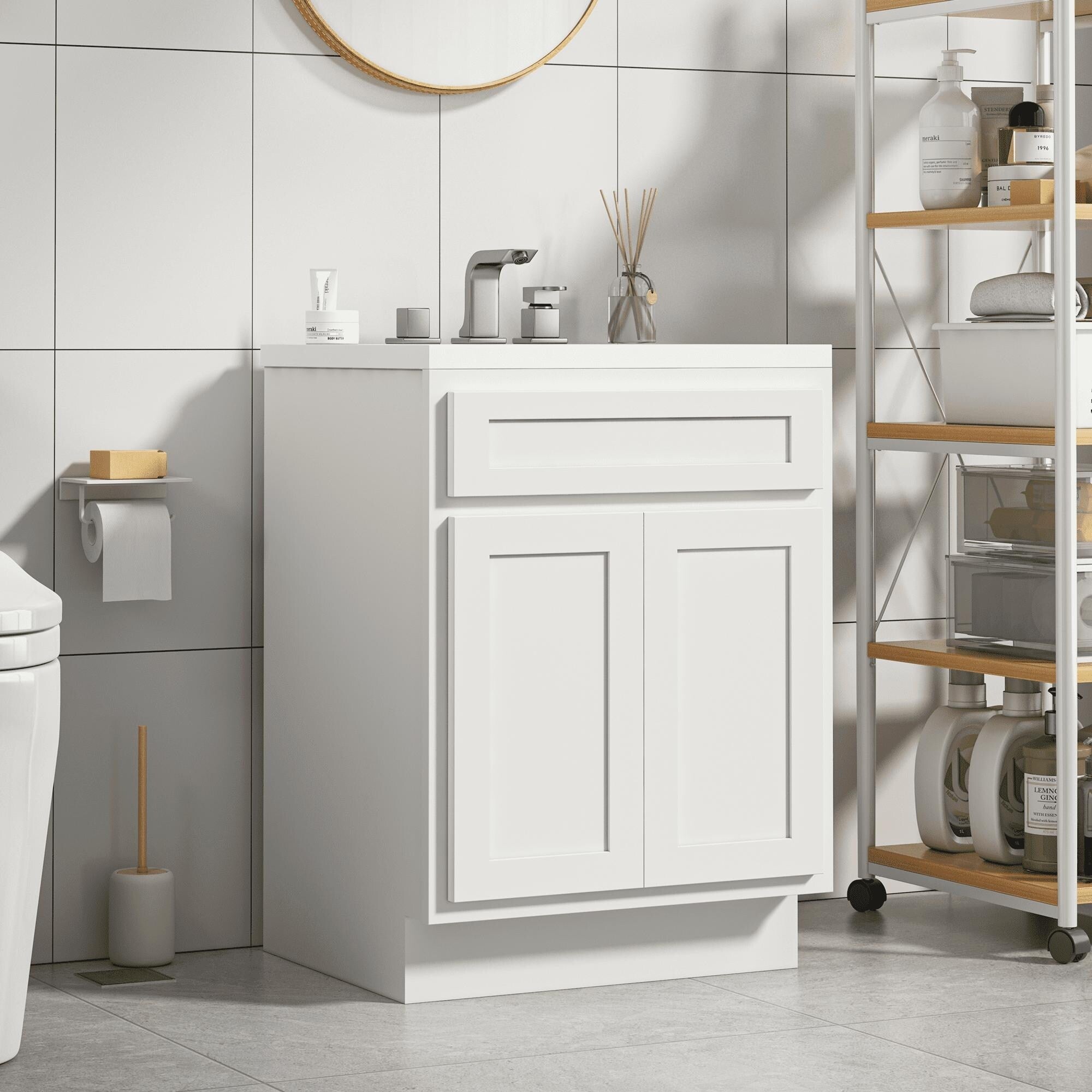 Vanity Art 24-inch Solid Wood Single Sink Bathroom Vanity Cabinet