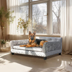 Velvet Tufted Couch Pet Bed Upholstered with Removable Cushion