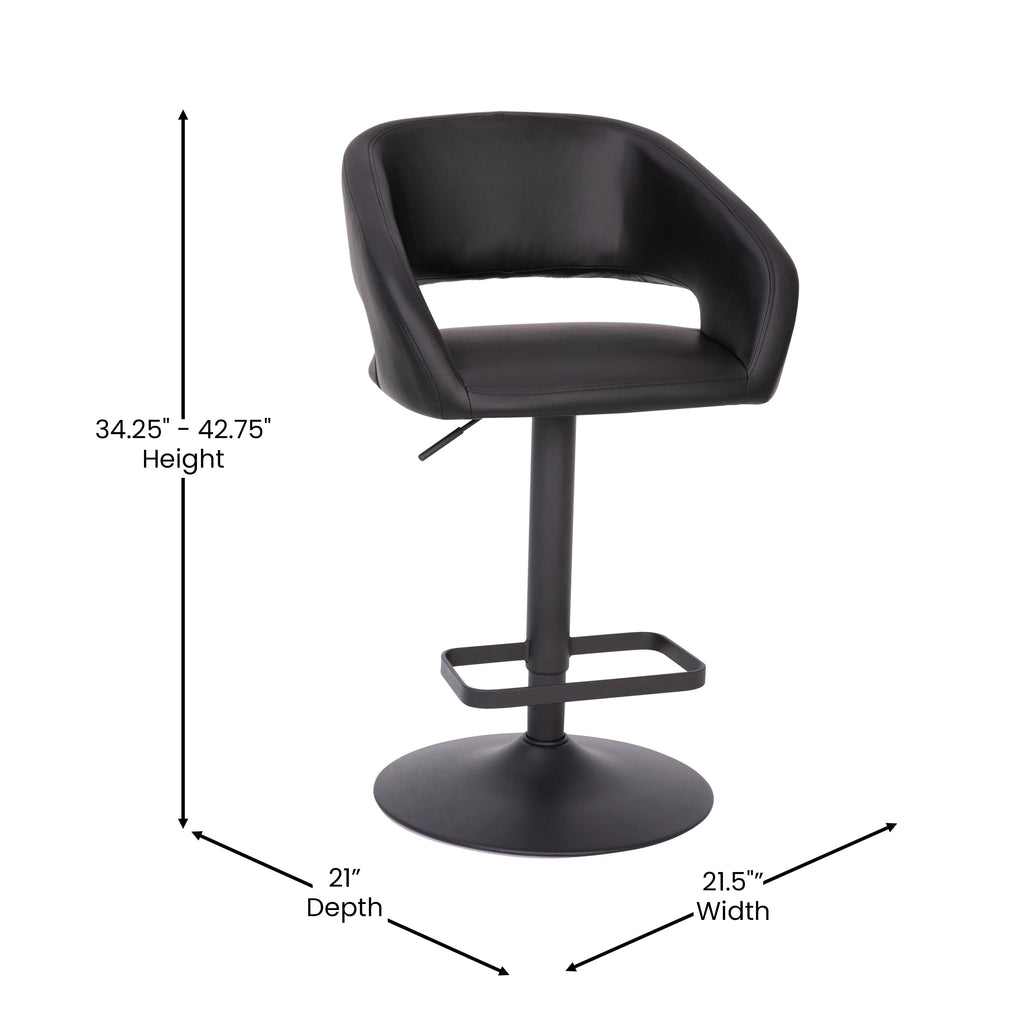 Modern Upholstered Adjustable-Height Barstool with Rounded Back