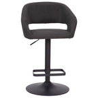 Modern Upholstered Adjustable-Height Barstool with Rounded Back