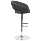 Modern Upholstered Adjustable-Height Barstool with Rounded Back