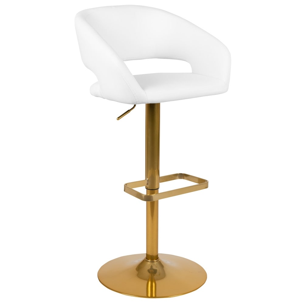 Modern Upholstered Adjustable-Height Barstool with Rounded Back