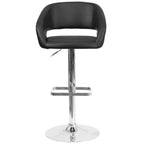Modern Upholstered Adjustable-Height Barstool with Rounded Back