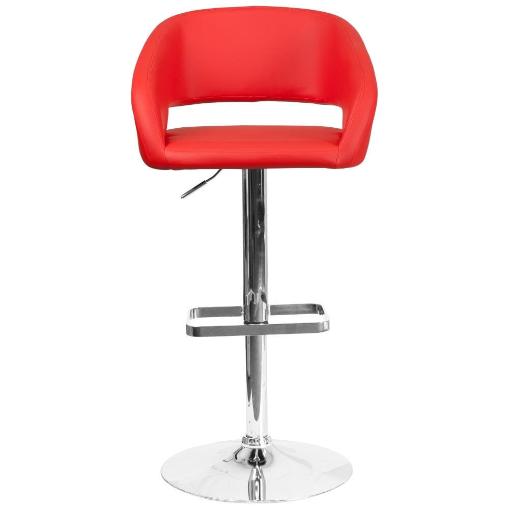 Modern Upholstered Adjustable-Height Barstool with Rounded Back