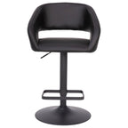 Modern Upholstered Adjustable-Height Barstool with Rounded Back